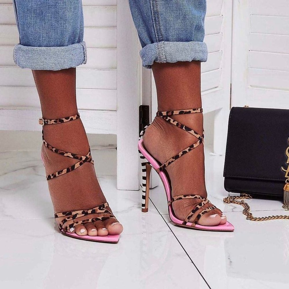 Multi-Pattern Cheetah Striped Sandal Heels